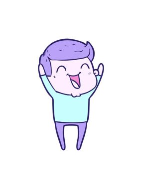 Çizgi filmdeki adamın gülüşünü canlandıran baskı.