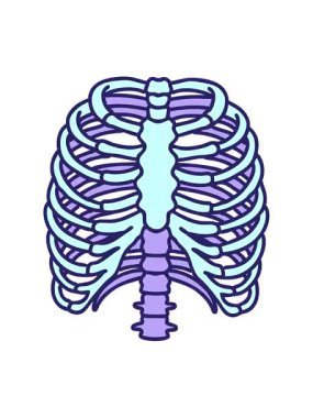 Dövmenin titreşimli animasyonu geleneksel göğüs kafesi stilinde.