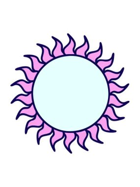 neon ışık efektleri bir güneşin dövme çizgi filminin animasyonu