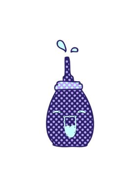 Çizgi roman tarzının dönen hareketli animasyonu. Tuhaf çizgi film. Mutlu kırmızı sos.