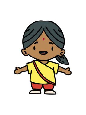 Kolları açık mutlu Hintli bir kadının titreşimli animasyonu