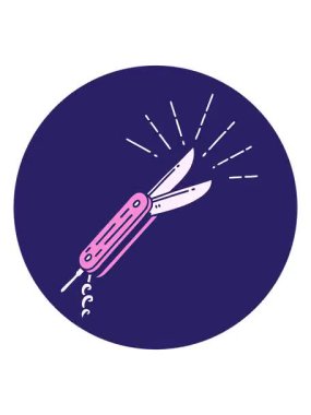 Dövme stili katlama bıçağının titrek hareketli animasyonu