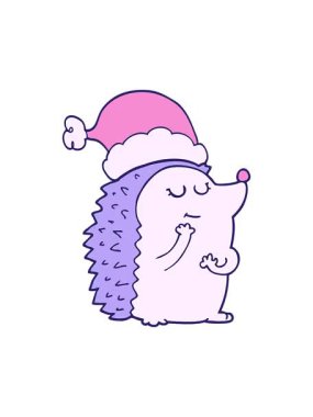 Noel şapkası takan kirpinin animasyon efekti