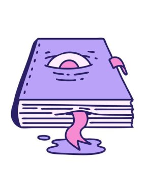 Ürkütücü bir büyü kitabının göz küresiyle animasyonunu salla ve duraklat