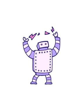 el çizimi karikatür tarzı dev robotun radyoaktif parlayan animasyonu