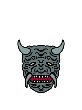 Geleneksel Japon tiyatro kabuki şeytan maskesi animasyonunu genişletiyor.