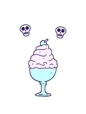 Çizgi roman tarzı dondurma animasyonunun dönen kafatası animasyonu