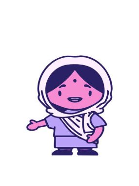 Çizgi filmi gösteren Hintli kadının hareketli animasyonu