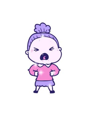 Sinirli yaşlı bir kadının çizgi film efekti.