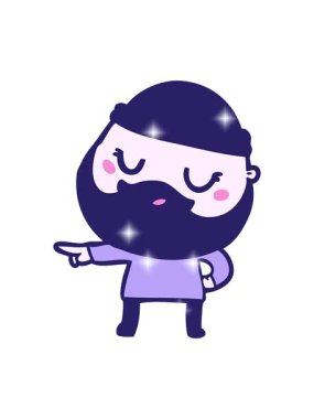 Sakallı sevimli çizgi film adamı animasyonu