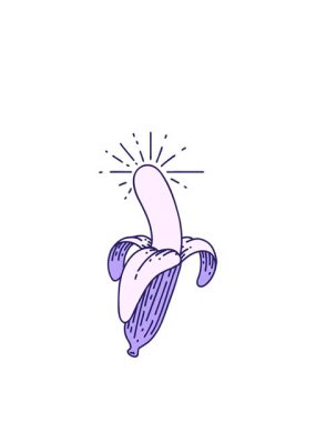 stretching up animation of a peeled banana