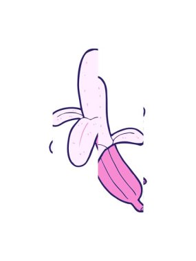 splitting motion animation of cartoon peeled banana