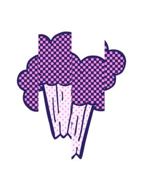 Havuçlu kekin karikatür karalamalarının bölünen hareketi.