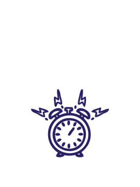 Çalan bir alarm saat simgesinin karikatürünü çizerek çizgi filmin yükselişi ve yüzüşü