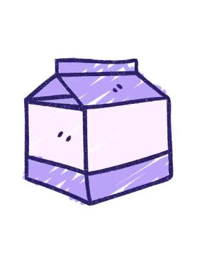 Titreyen bir süt karton tebeşir çizimi animasyonu