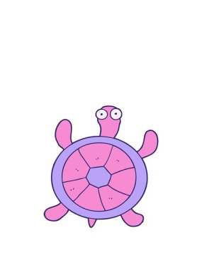 Kaplumbağa çizgi filminin animasyonunu büyütüyorum.