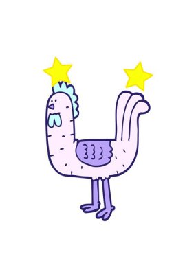 dönen yıldızlar el çizimi çizgi film stili horoz animasyonu