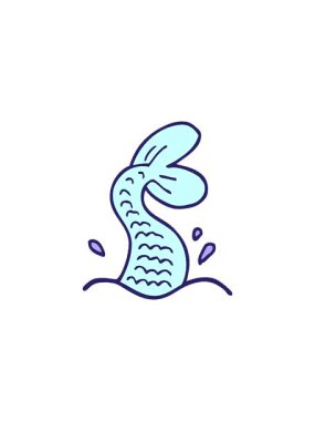 Çizgi roman tarzı denizkızı kuyruğunun satış animasyonu