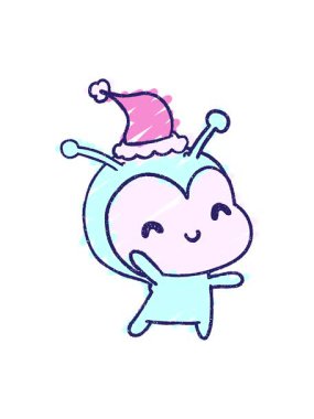 Neşeli uzaylı karakterinin ışıltılı ışık efektleri