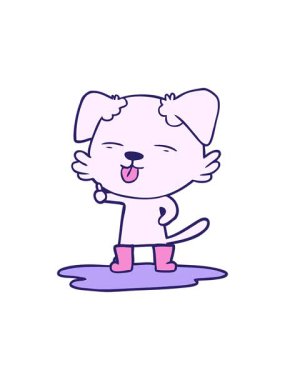 Su birikintisine dilini sokan çizgi köpeğin hareketli animasyonu.