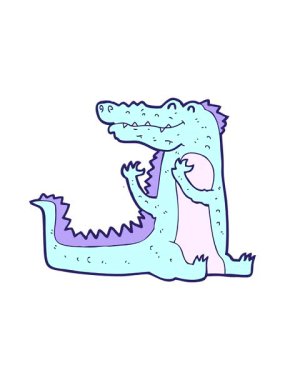 Çizgi film timsah tasarımının dönen hareketli animasyonu