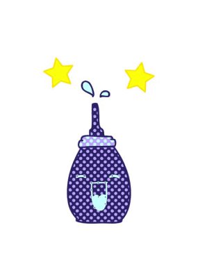 dönen yıldızlar çizgi roman tarzının animasyonu. Tuhaf çizgi film. Mutlu kırmızı sos.