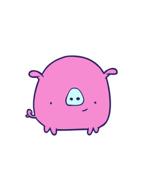 Çizgi film mutlu domuzun satış animasyonu.