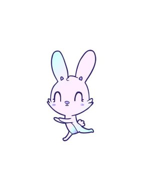 Sevimli çizgi film tavşanının radyoaktif ışıldayan animasyonu