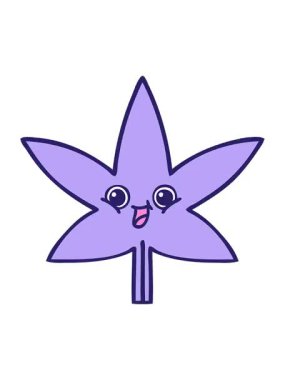 Marihuana yaprağının sevimli bir karikatürünü canlandırmak