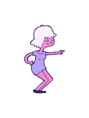 Çizgi film kızı gösteriminin efekt animasyonunu göster