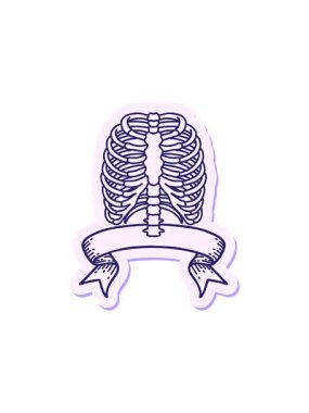 Bir göğüs kafesi pankartıyla dövme stili çıkartmasının dönen hareket animasyonu