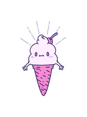 Geleneksel dövme stili dondurma karakterinin hareketli animasyonu