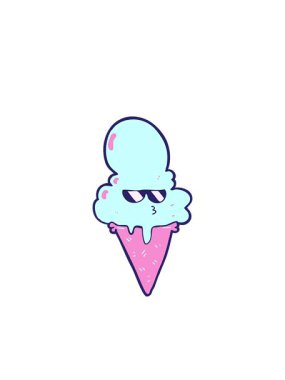 blinking radial lines animation of cartoon cool ice cream