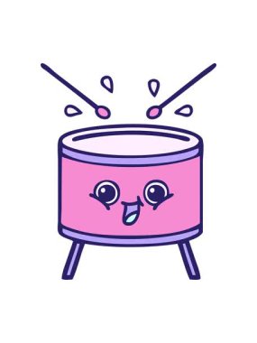 bob and pause animation of fun cartoon of a drum