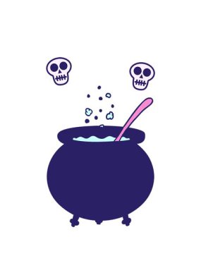 Çizgi film cadı kazanın kafatası animasyonu