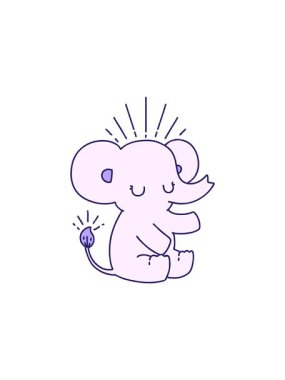 Geleneksel dövme stilinin radyoaktif parlak animasyonu şirin fil