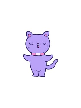 Çizgi film kedisi karakterinin gösterişli satış animasyonu