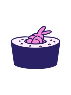 attention grabbing animation of a traditional japanese sushi rolled with shrimp