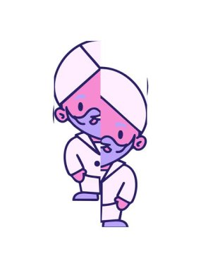 Türbanlı ve parlak takım elbiseli Hintli adamın bölünmüş hareket animasyonu