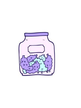 Elin yatay titreşimli animasyonu çizilmiş karikatür tarzı kenevir dispanserleri kavanozu