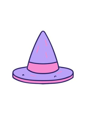 Bir cadı şapkasının çizgi film karalaması çizilmiş el animasyonu patlıyor.