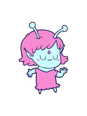 Dans eden uzaylı bir kızın dönen hareketli animasyonu