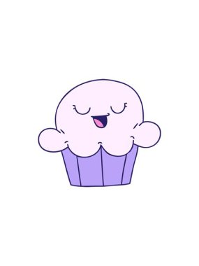 starburst effect animation of cartoon of a happy cake