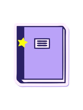 Parlayan yıldızlar sevimli bir çizgi film ders kitabının çıkartmasının animasyonunu etkiler.