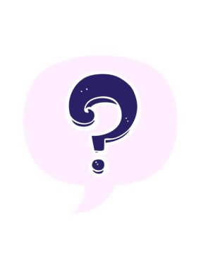 Karikatür soru işaretinin dikkat çekici canlandırması konuşma baloncuğu ile retro tarzı