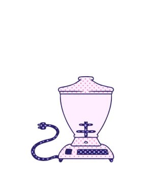 Bir yemek karıştırıcısının el çizimi çizgi film karalamalarının zıplama hareketi