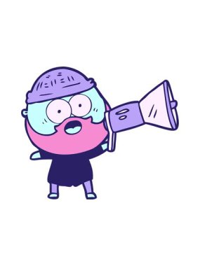 Çizgi filmin animasyonunu aç. Şaşırmış sakallı adam.