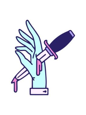 Dövmenin animasyonunu elinde geleneksel bir hançer stiliyle pikselleştir.