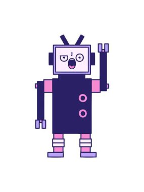 Kızgın bir robotun titreyen hareketli çizgi filmi.