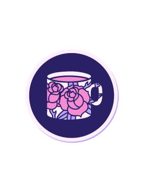 Geleneksel bir fincan ve çiçek stili olan dövmenin radyoaktif ışıldayan animasyonu